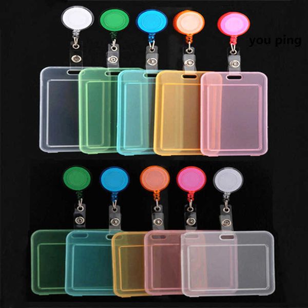 5color Transparent Card Cover Women Men Men Student Bus intlactable Pult Badge Holder Business Credit S Bank ID