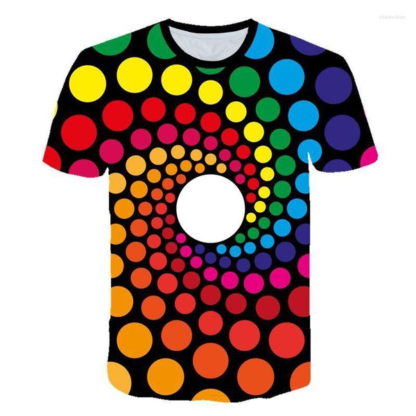 T-shirt da uomo 3D Dot Clock Arte astratta Camicia da uomo T-shirt oversize con stampa digitale T-shirt manica corta da uomo Plus Size 6XL