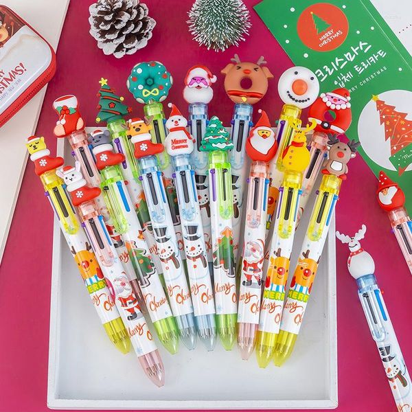 Gel Stifte Cartoon Santa Claus Schneemann Multi-farbe Presse Kawaii Kugelschreiber Schule Bürobedarf Für Kinder Geschenke