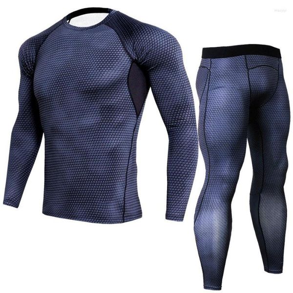 Magliette da uomo 2 pezzi Set bodybuilding (camicie leggings) Pantaloni da uomo Body Shapewear Tuta compressiva Jogging Abbigliamento fitness