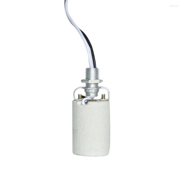 Portalampade Vite in ceramica Durevole rotondo per uso domestico Presa E27 Adattatore E14 con cavo Resistente al calore per base portalampada facile da installare