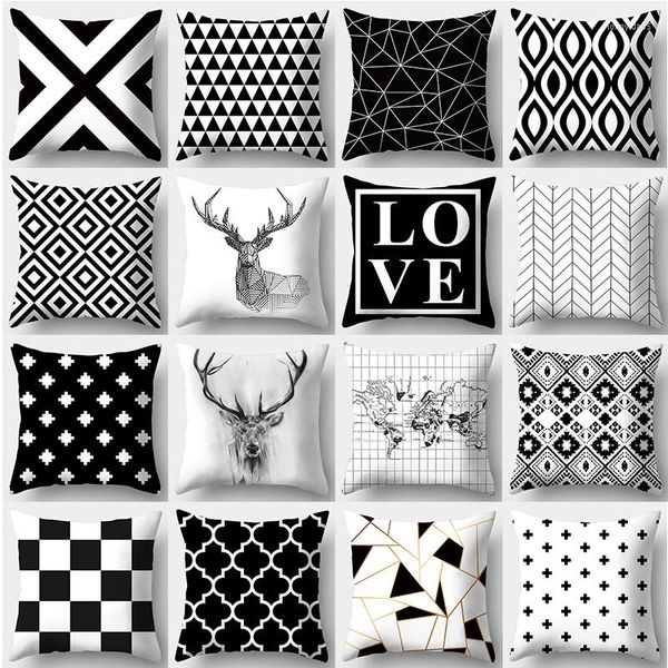Federa per cuscino serie in bianco e nero federa 45 cm x 45 cm copridivano quadrato cuscino semplice stile domestico