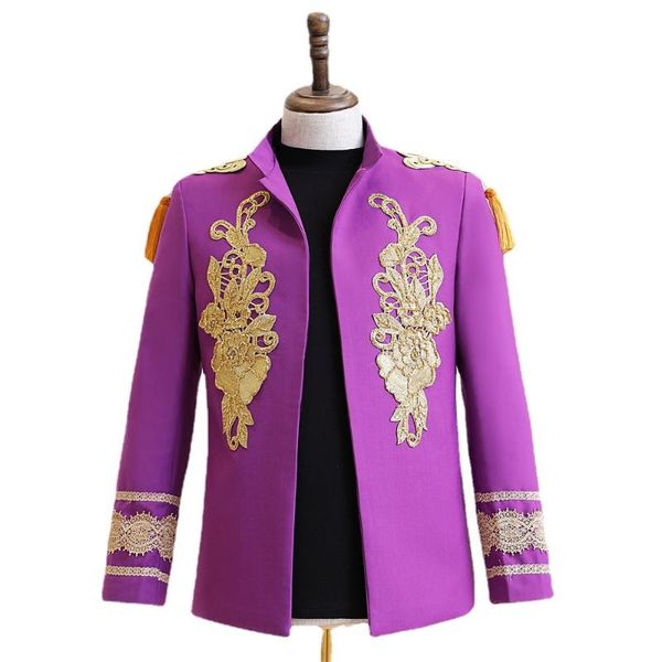 Ternos masculinos Blazers de colarinho roxo Court Court Wedding Man Dress Host Roupas Men Suren