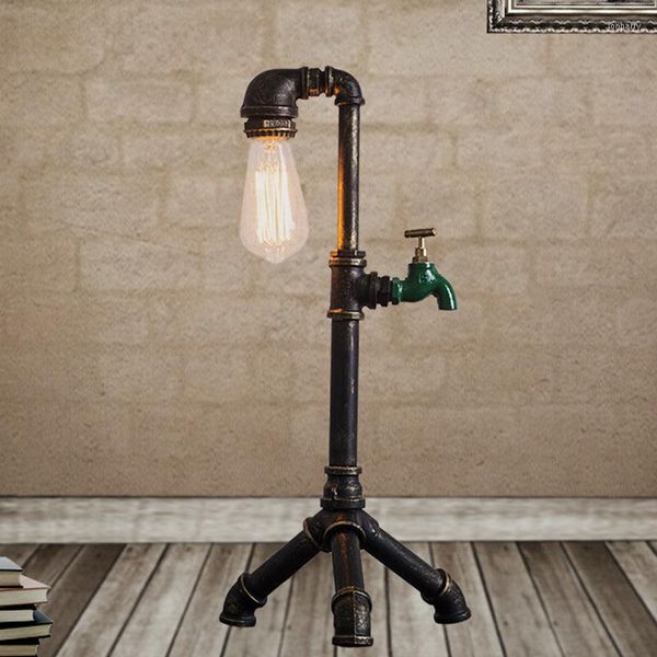 Tischlampen American Industrial Steam Punk Licht Restaurant Studie Café Desktop Wasserpfeife Eisen Schreibtischlampe Loft Vintage