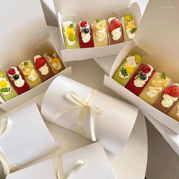 Hediye sargısı 10 adet beyaz yeşil kağıt tatlı kutu cupcake pişirme konteyneri mini ekmek macaron ambalaj parti