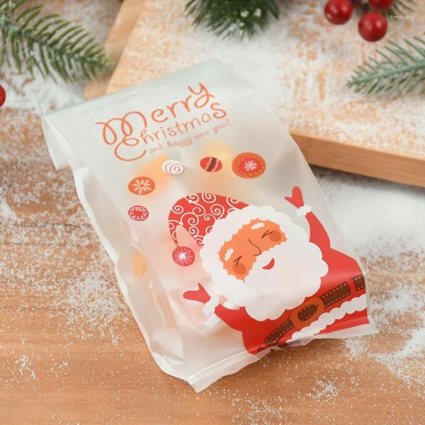 Geschenkpapier, 25 Stück, Weihnachtsmann, frohe Weihnachten, Kunststoff-Geschenktüten, Süßigkeiten, Kekse, Backverpackung, Weihnachtsbedarf