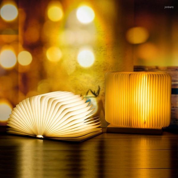 Tischlampen farbenfrohe LED Holz kreatives Klappbuch Lampe USB wiederaufladbare Nachtlicht Home Schreibtisch Dekorative Kindergeschenke
