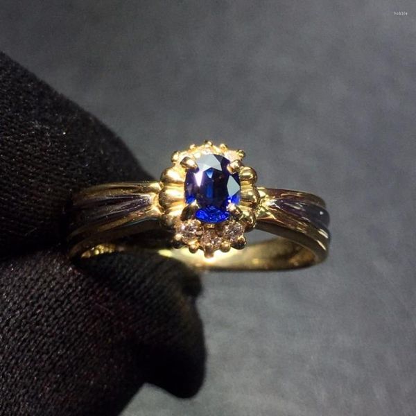 Toca de cluster jóias finas pt900 real platina ouro natural safira azul
