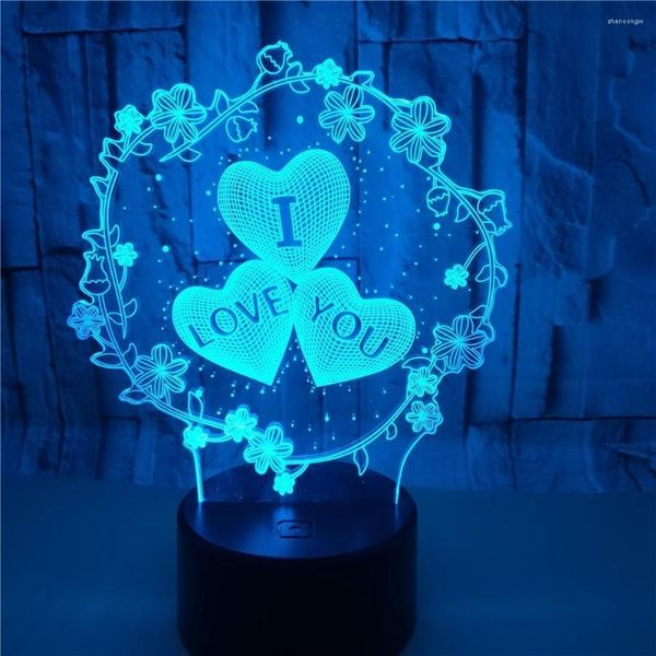 Lâmpadas de mesa Lâmpada 3D Lâmpada Eu te amo LED LED Mesa de cabeceira Lampe Night Light for Mom namorada amante da namorada Valentine Gifts Room Decor