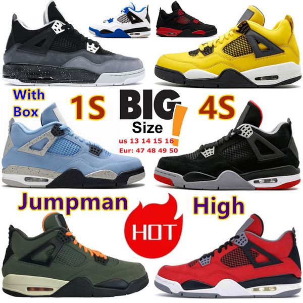 Große Größe 14 15 16 Basketballschuhe 1 1S High University Blue Black Toe Pine Green 4s Fear Pack Bred Undefeated Red Thunder Designer Sneakers Damen Herren Große Größen 48 49 50