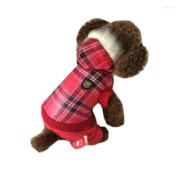 Abbigliamento per cani Panno per cani Caldo stile scozzese rosso Cucciolo di animale domestico Abbigliamento invernale Teddy Vip Chihuahua Qiu Dong Outfit