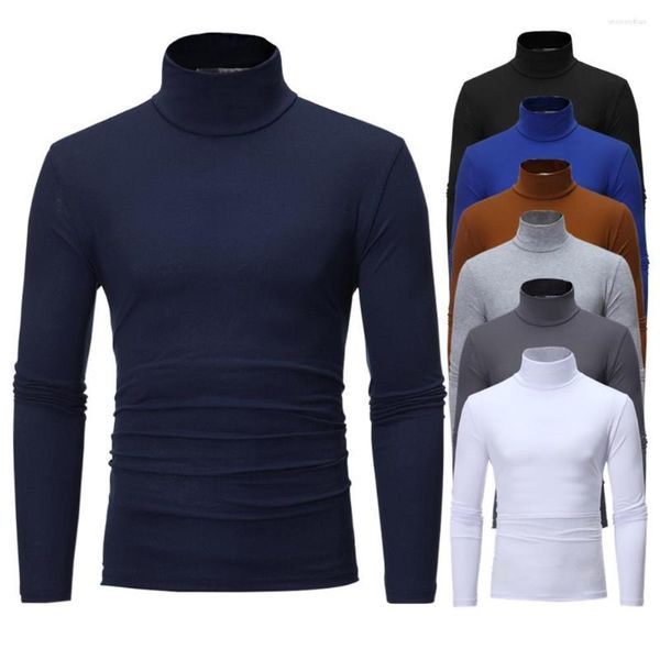 Camisetas masculinas Men Moda Moda cor sólida Manga longa Camiseta Turtle Slim Bottoming Top Top Casual Business Use roupas masculinas para a primavera