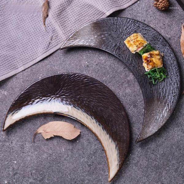 Placas de forma de lua estrelas de osso cerâmica porcelana de café da manhã de louça de mesa de mesa doméstica Decoração artesanal Ceramica Bolo de frutas de placas