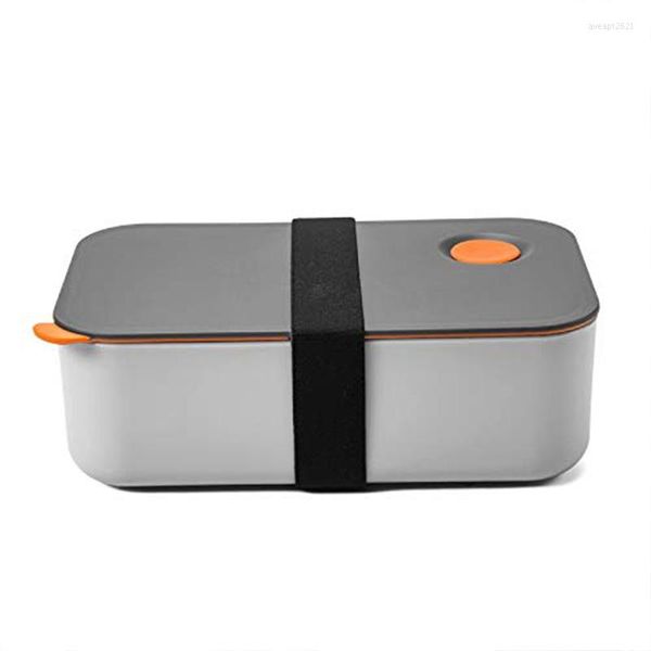 Dinnerware Sets Lunch Box 1000ml com 2 compartimentos ecológicos BPA BENTO Free Bento Hermético Microondas Lavagem de lavar louça (laranja)