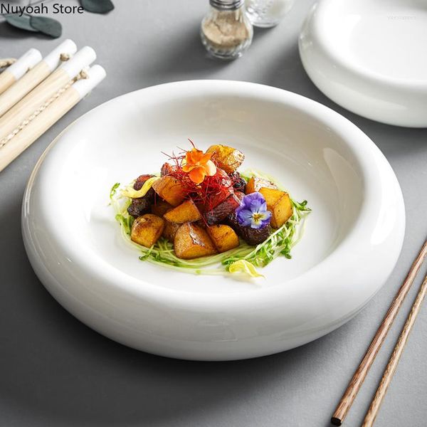 Тарелка 12-дюймовая круглая керамическая тарелка Творческая белая домашняя ужин северная посуда западная французская кухня кухонные принадлежности