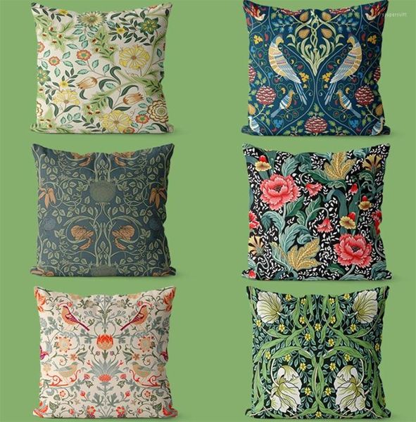 Kissen !!Pastoral Flower Leaf Green Square Throw Pillow/Almofadas Case 45 53 60 Trend Vintage Cover Home Decore