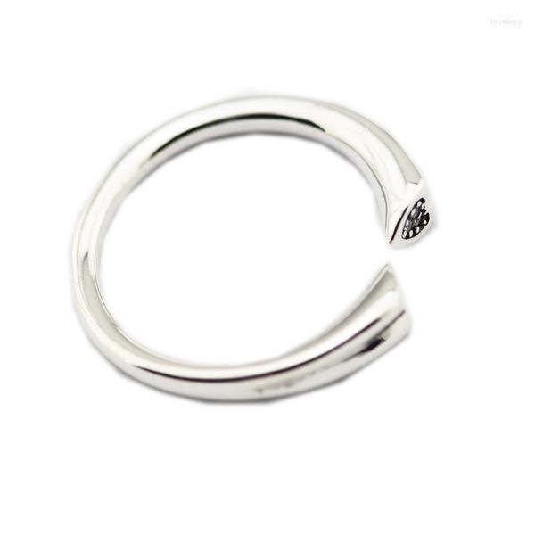 Anéis de cluster para mulheres dois corações Cristais de anel 925 Proposta de casamento de prata esterlina