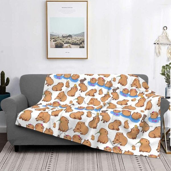 Decken Capybara Muster 9 Decke Tagesdecke Bett Plaid Tröster Anime Plüsch Plaids und Bezüge