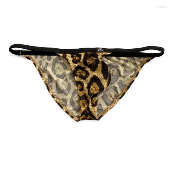 Mutande Borsa convessa a U Slip bikini sexy da uomo Biancheria intima attillata elastica maschile stampata in seta di ghiaccio ultra sottile stampata a vita bassa