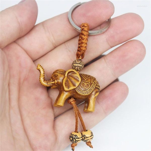 Chaveiros 1pc resina de elefante elefante chaveiro religião de pingentes de escultura de madeira Pingente Key Ring Animal Solder Buckle Acessórios Miri22