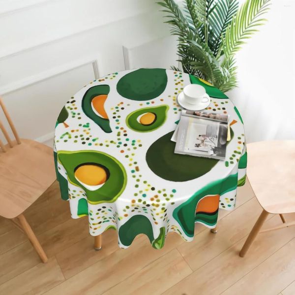 Tala de mesa de mesa de abacate verde fresco Tolera de mesa redonda à prova d'água e redução decorativa de rugas em fatias fatiadas
