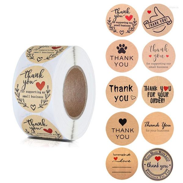 Hediye Sargısı 500 PC/Roll Kraft Paper Teşekkür Ederim Çıkartma 1 inç Mühür Etiket Çıkarmaları Scrapbooking Maker