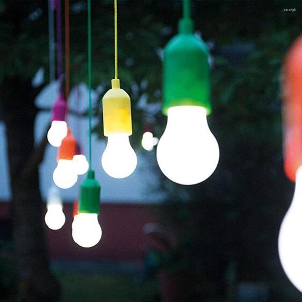 Lâmpadas pendentes Economia de energia Pull Bulbs portátil LED pendurada Bateria de lâmpada Decoração colorida alimentada por pátio para acampamento no jardim