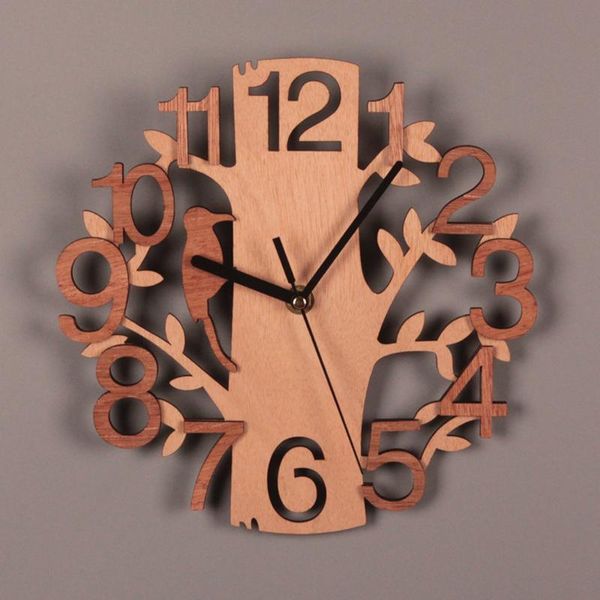 Настенные часы креативные лесные деревья часы современный дизайн декор гостиной Дети без Quartz Watch Vintage деревянные большие