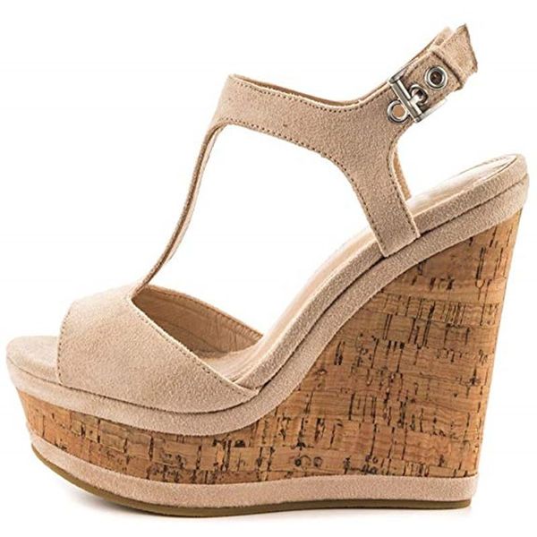 Sandalen Schuhe Schöne modische Damen Wildleder Wedges Absatz von etwa 15 cm Sandalen. GRÖSSE: 34-45