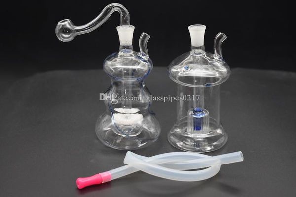 Hot Mini Glass Bong Original Oil Rig Dabs Glass Water Pipes Bong piccolo vetro Narghilè shisha con bruciatore a nafta maschio da 10 mm e tubo flessibile