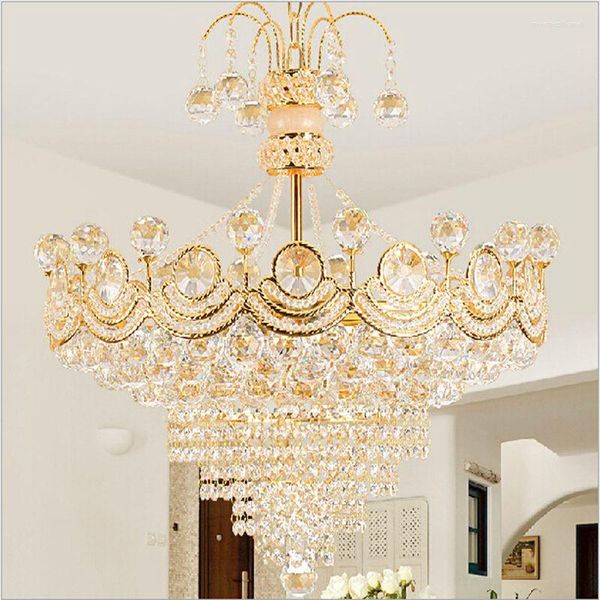 Lâmpadas pendentes Lâmpadas LED Lâmpada Cristal Chandelier Creative L Bedroom Sala de jantar Luz de ouro leve redonda iluminação interna E14