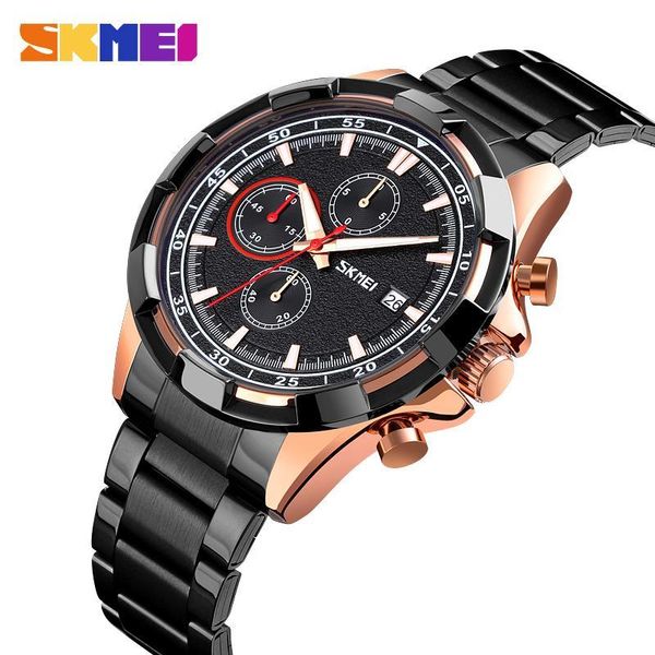 Нарученные часы Skmei 2023 Модные кварцевые часы Мужчина Многофункциональная нержавеющая сталь