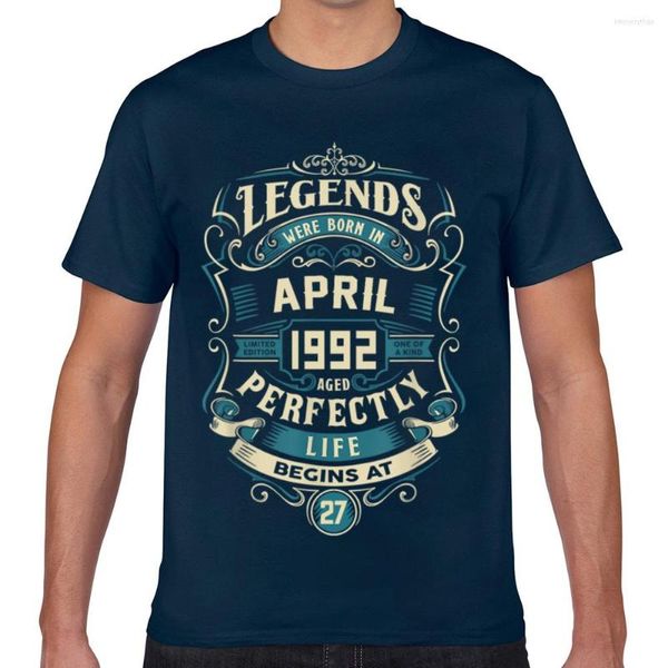 Camisetas masculinas camisa tops homens retro vintage de abril de 1992 aniversário kawaii geek impressão machos machos xxx