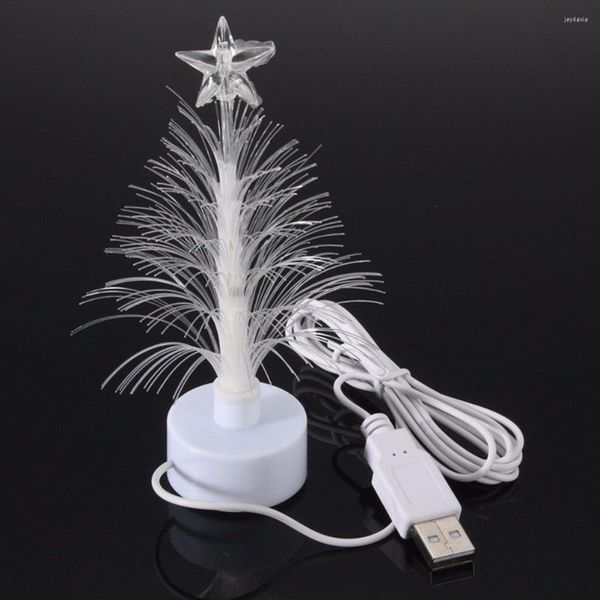 Decorações de Natal Árvore da árvore óptica Fibra LED LUZES LUBLEA NOTIDO MINI DOCORATIVE Decorativa Decoração de mesa Multi mesa USB USB