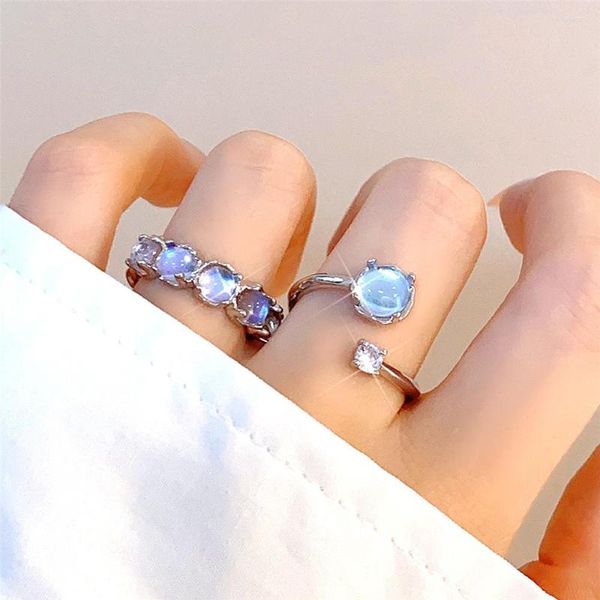 Anéis de casamento Design Independente Cadeia de moda Metal Metal Ring Symphony Glass Bead Zircon Set Open Finger Finger Jewelry Party Gift