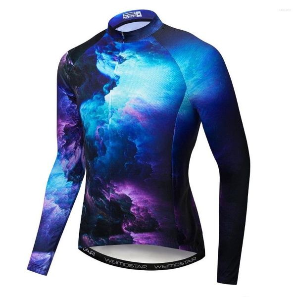 Jackets de corrida 2023 3d Ciclismo Jersey Men Mountain Mountain Bike MTB Bicycle Rouve Sleeve Road Top Maillot Ropa Ciclismo Fall Purple