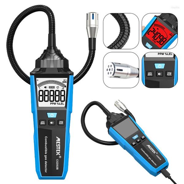 Analizzatore rilevatore di perdite di gas Mestek Carica USB Triplo allarme Refrigerante LEL naturale PPM Tester per combustibili infiammabili