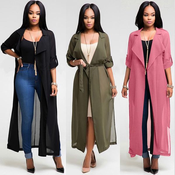 Vrouwen Blouses 2023 Vrouwen Lente Boho Chiffon Jas Losse Blouse Sjaal Kimono Vest Tops Effen Tule Lange Zon Jas strand Dragen Kleding