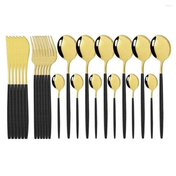 Conjuntos de talheres 24pcs preto ouro aço inoxidável conjunto de utensílios de combina de capa de capa de capa de capa de capa