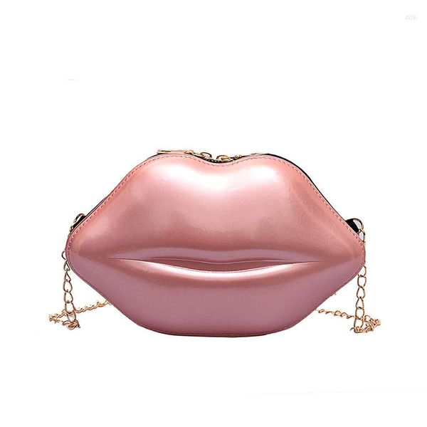 Borse da sera Creative Cute Lips Shoulder Chain Bag Women's Simple Fashion Rossetto Messenger Party San Valentino / regalo di compleanno