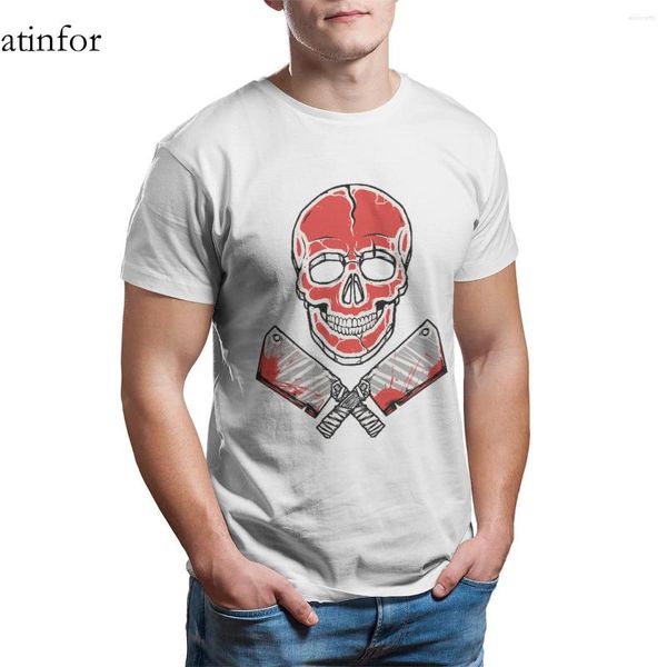 Herren T-Shirts Totenkopf Fleisch T-Shirt Print Vintage Punk Tops Cool Plus Size Kleidung 25836