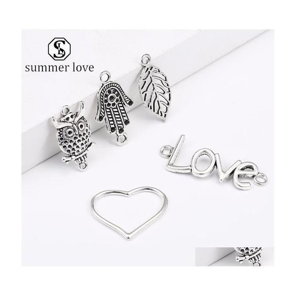 Charms Ankunft Vintage Eule Tier Herz Liebe Blatt Anhänger Armband Halskette 5 Stil Nette Mode Charme Schmuck Machen Für Frauen meny Dhrqx