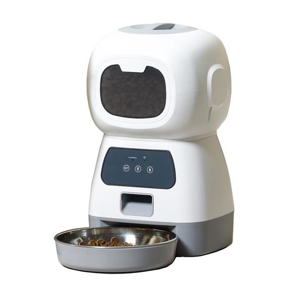 Cat Bowls Alimentadores PETQUEUE 3.5L WiFi Dog Pet Robot Robô Aço inoxidável Bowl Audio Automático vender dispensor de alimentos