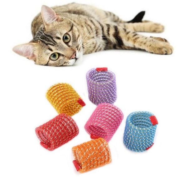 Brinquedos de gato brinquedo de primavera engraçada tubo flexível bobina colorida spanings springs Ação de animais de estimação amável cor aleatória interativa