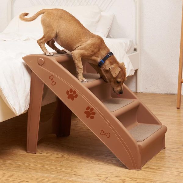 Produtos para roupas de vestuário para cães pequenos escadas dobráveis ​​para cima e para baixo na cama plástica não deslizamento escalando escada