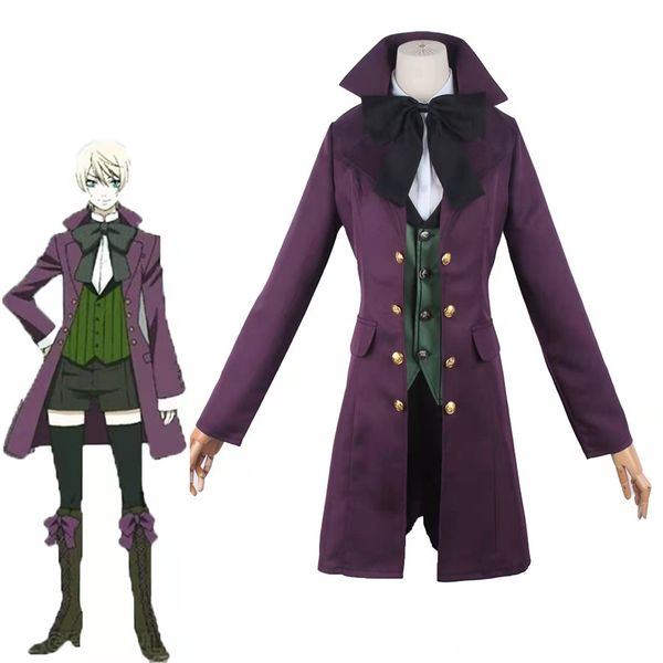 Costumes de anime Butler preto Alois Trancy Cosplay Suit Carnival para sapatos de peruca de Halloween