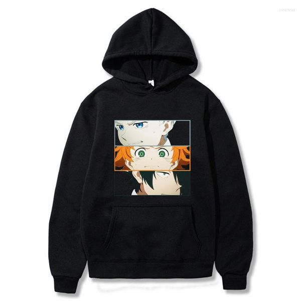 Felpe con cappuccio da uomo inverno 2023 Harajuku coppia felpa simpatico cartone animato The Promised Neverland stampa felpa con cappuccio da donna moda coreana streetwear donna