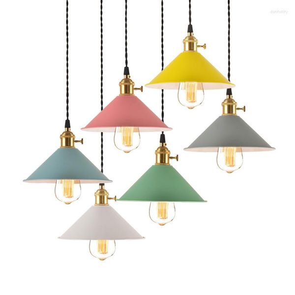 Pendelleuchten Nordic Bunte Macaron Lichter Zeitgenössische hängende geflochtene Drahtlampe Restaurant Vintage Home