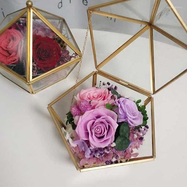 Flores decorativas Grau preservado Rose Rose Dia dos Namorados Presentes de casamento Românticos lembranças para decoração de casa Artesanato de caixa de anel seco para sempre