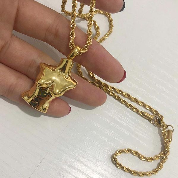 Kolye Kolyeler Altın Renk Sanatsal Kadın Vücut Göğüsler Kadınlar İçin ŞEKİL KOOLDEACE Rapçi Punk Takı Hip Hop Özgürlük Hediyeleri Bijoux Collier